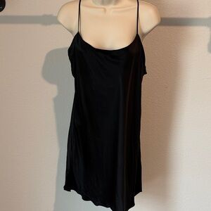 Victoria's Secret Gold Label Black Silk Slip Mini Dress Large